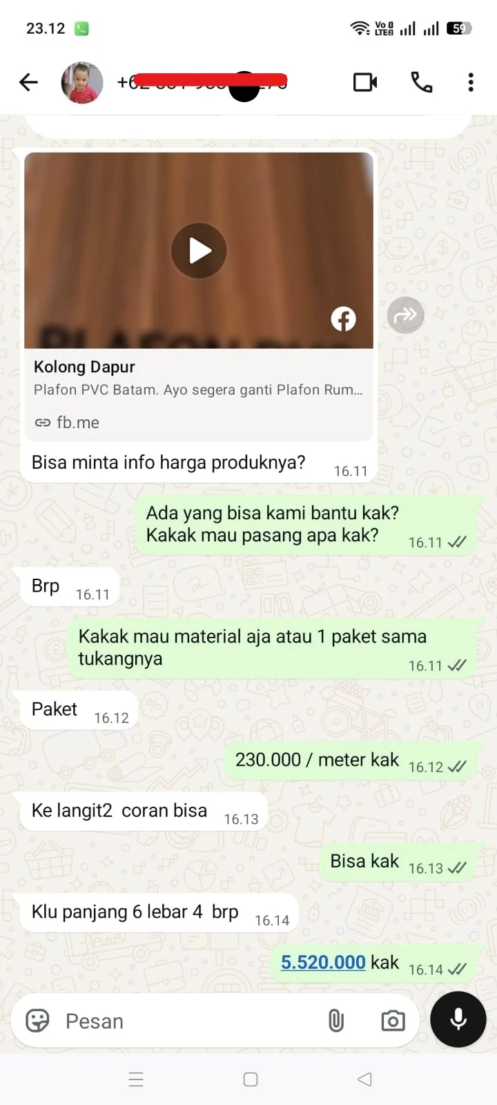 Bukti Chat Closing 1