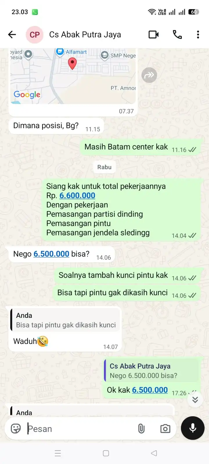 Bukti Chat Closing 1